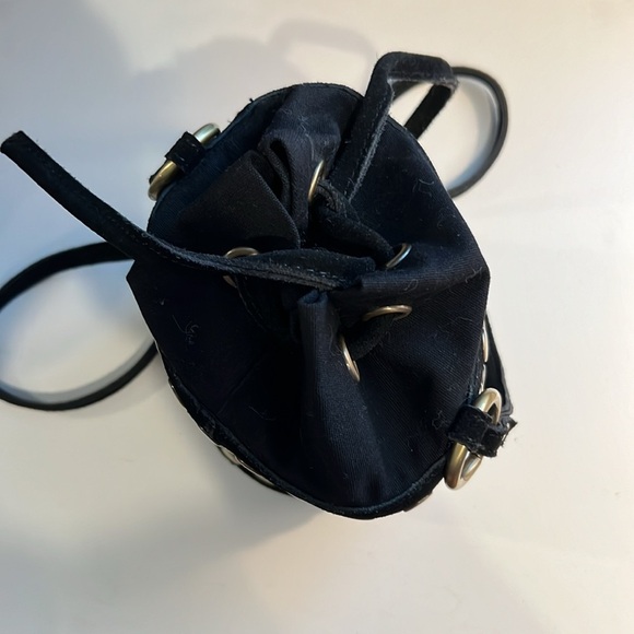 Urban Outfitters Gold Studded Black Suede Handbag - Picture 4 of 5